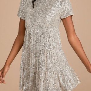 Tiered Sequin Mini Dress